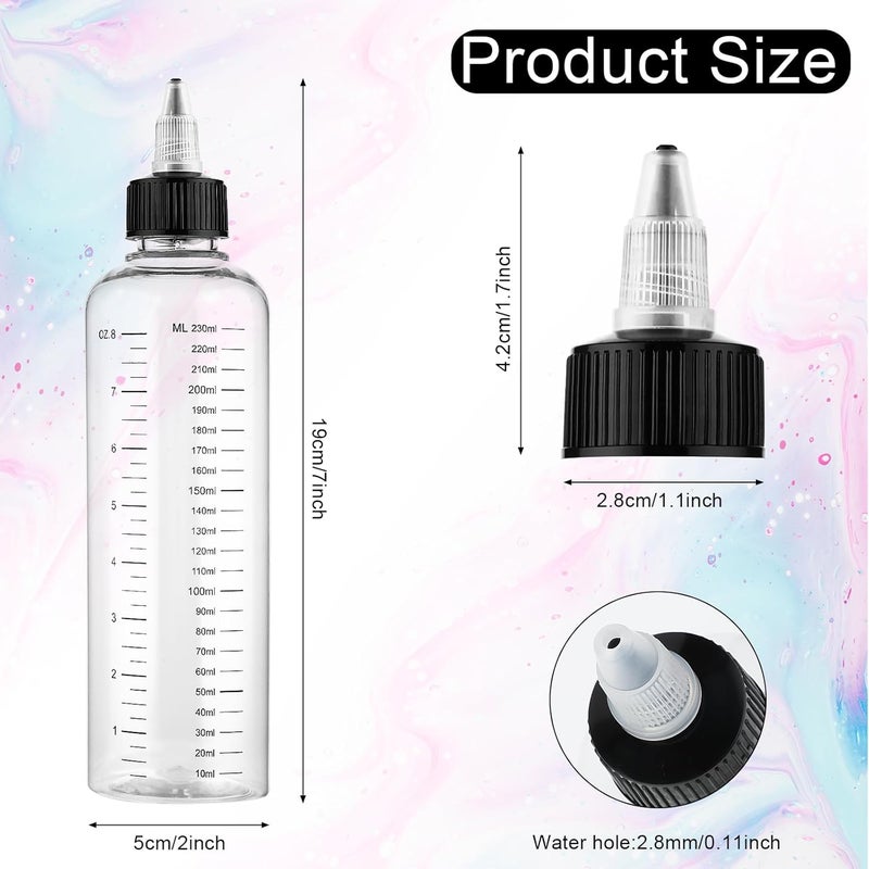 COMNICO 2 Pack Applicator Bottle for Hair 8.5oz Soft Squeeze Empty Oil Dispenser Hair Color Applicator Root Hair Dye PET Plastic Refillable Bottles for Salon Sylist with Graduated Scale and Twist Top - Image 2